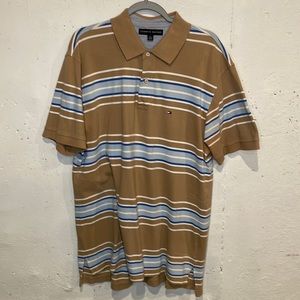 Men’s Tommy Hilfiger polo shirt size XXL / Tan w/ stripes